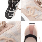 Chanel CC Logo Knit Socks Sneakers Shoes Pink 36 — view 9