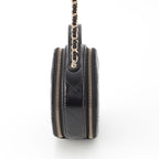 Chanel Shiny Lambskin Round Chain CC Logo Vanity Shoulder Bag Black — view 3