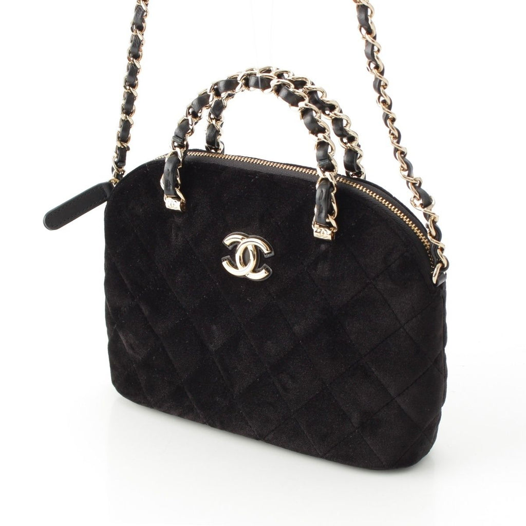 Chanel Velvet CC Logo Top Handle Chain Shoulder Bag Black — view 2