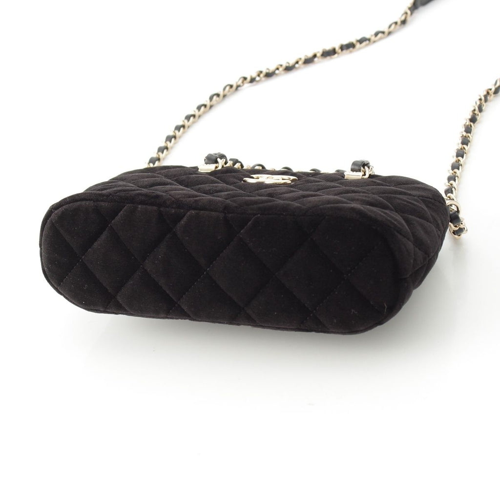 Chanel Velvet CC Logo Top Handle Chain Shoulder Bag Black — view 5