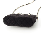 Chanel Velvet CC Logo Top Handle Chain Shoulder Bag Black — view 5