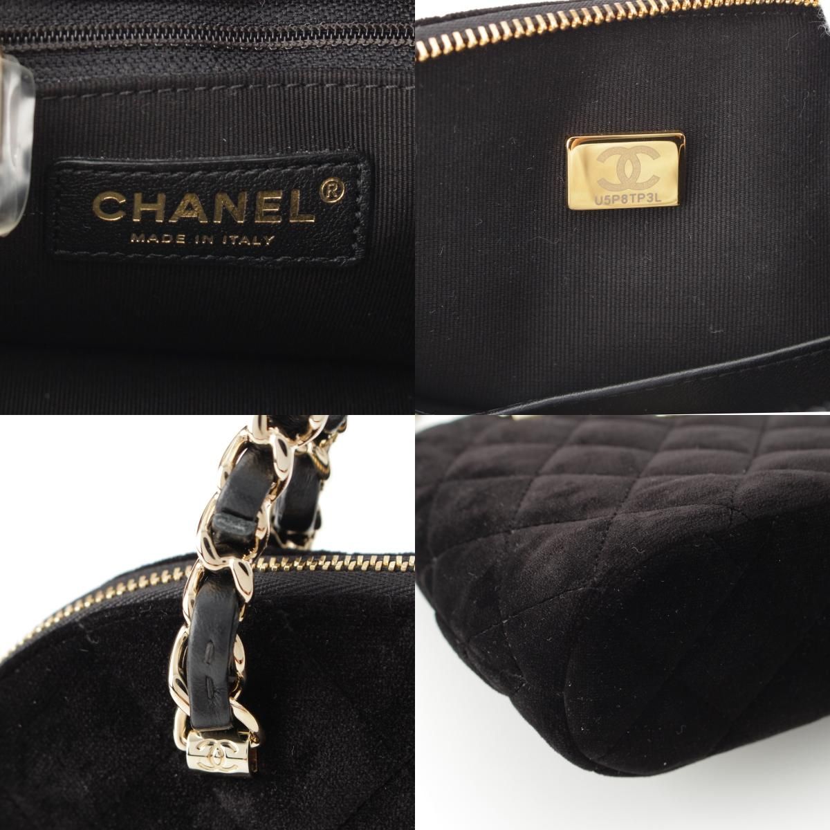 Chanel Velvet CC Logo Top Handle Chain Shoulder Bag Black — view 8