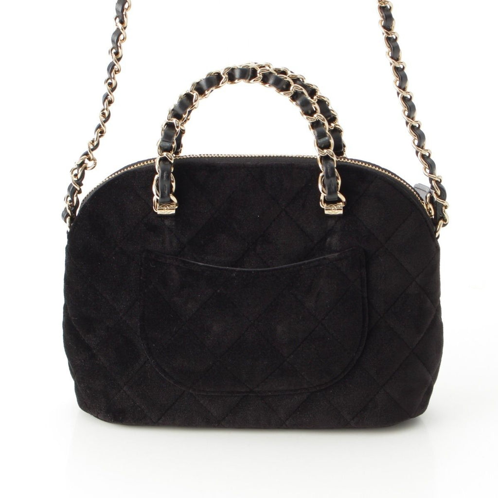 Chanel Velvet CC Logo Top Handle Chain Shoulder Bag Black — view 4