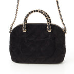 Chanel Velvet CC Logo Top Handle Chain Shoulder Bag Black — view 4