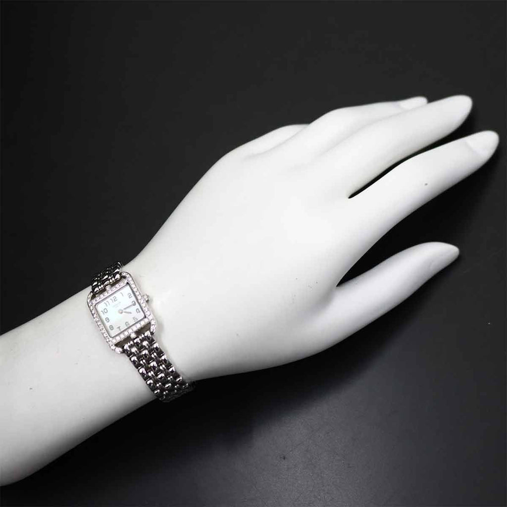 Hermes Cape Cod Mini Cc1 192 Watch Diamond Bezel White Shell 18k Gold Quartz — view 3