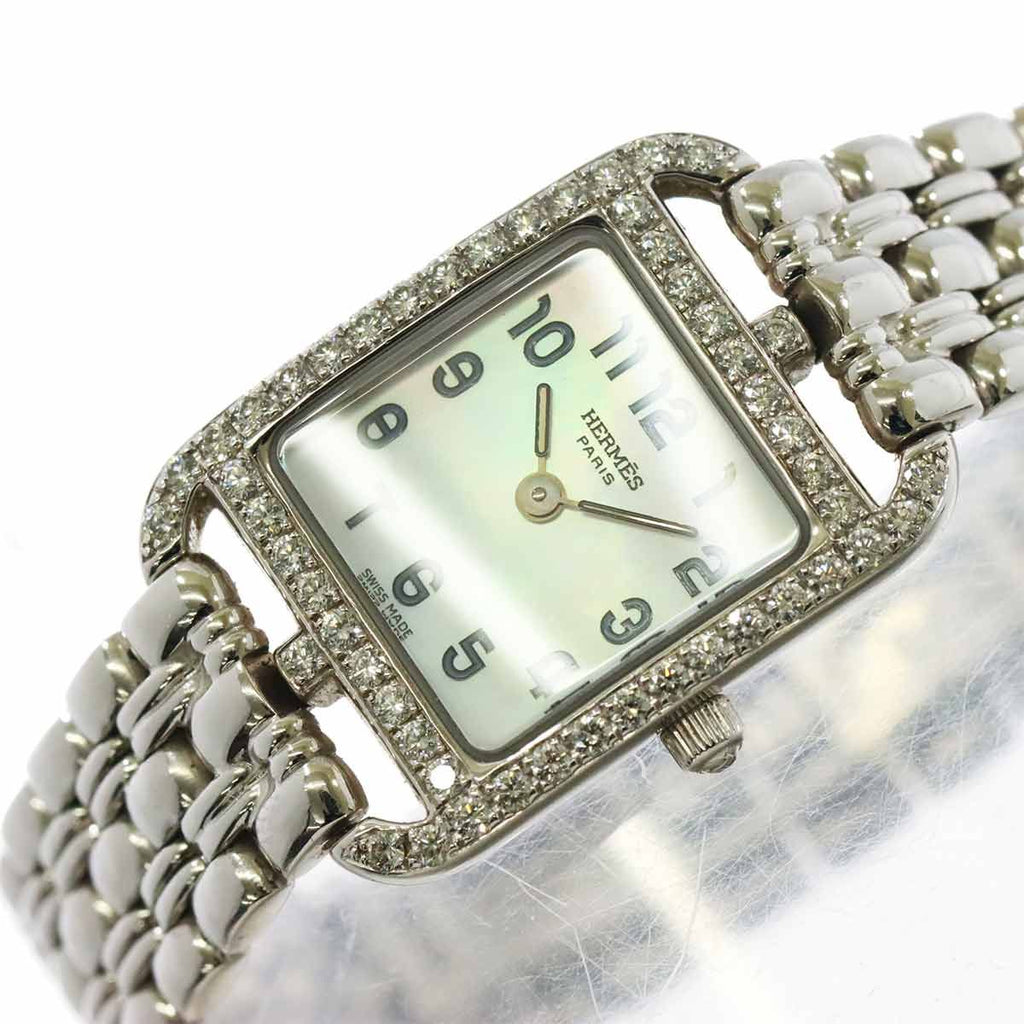 Hermes Cape Cod Mini Cc1 192 Watch Diamond Bezel White Shell 18k Gold Quartz — view 7