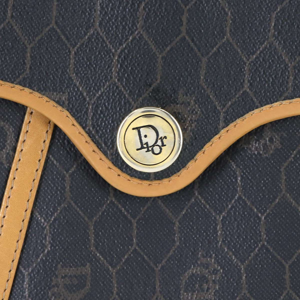 Dior Honeycomb Shoulder Bag Leather Black Brown Gold Vintage — view 8