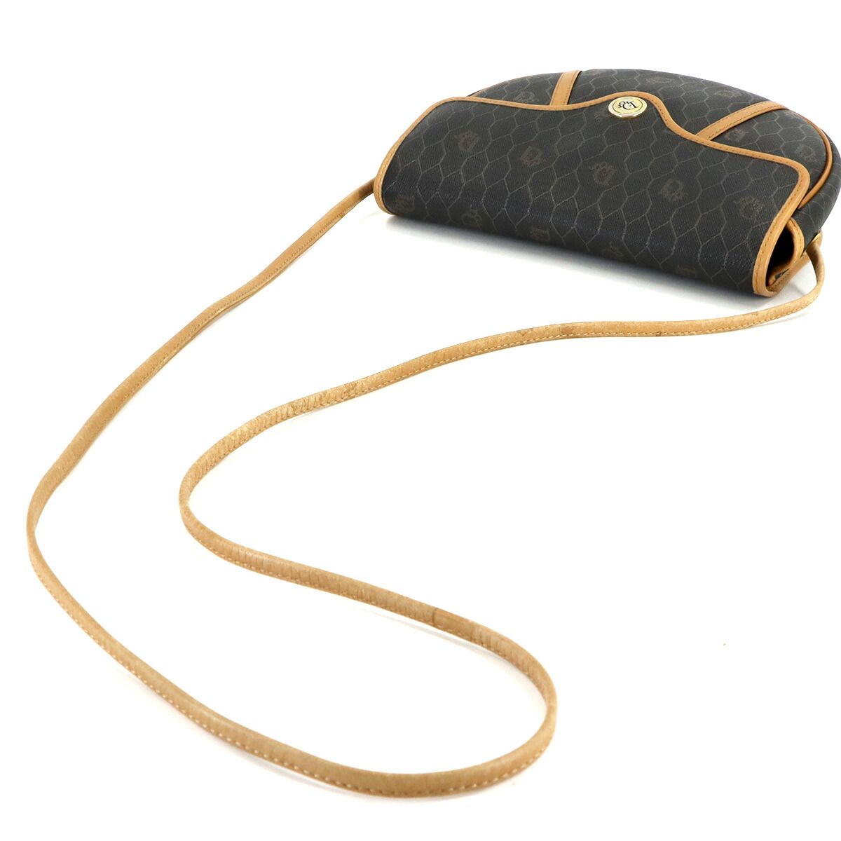 Dior Honeycomb Shoulder Bag Leather Black Brown Gold Vintage — view 5