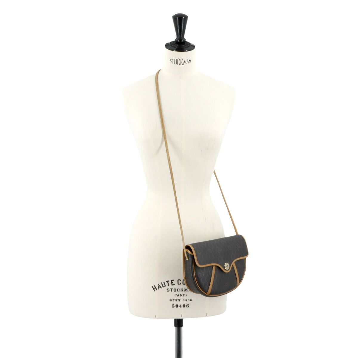Dior Honeycomb Shoulder Bag Leather Black Brown Gold Vintage — view 9