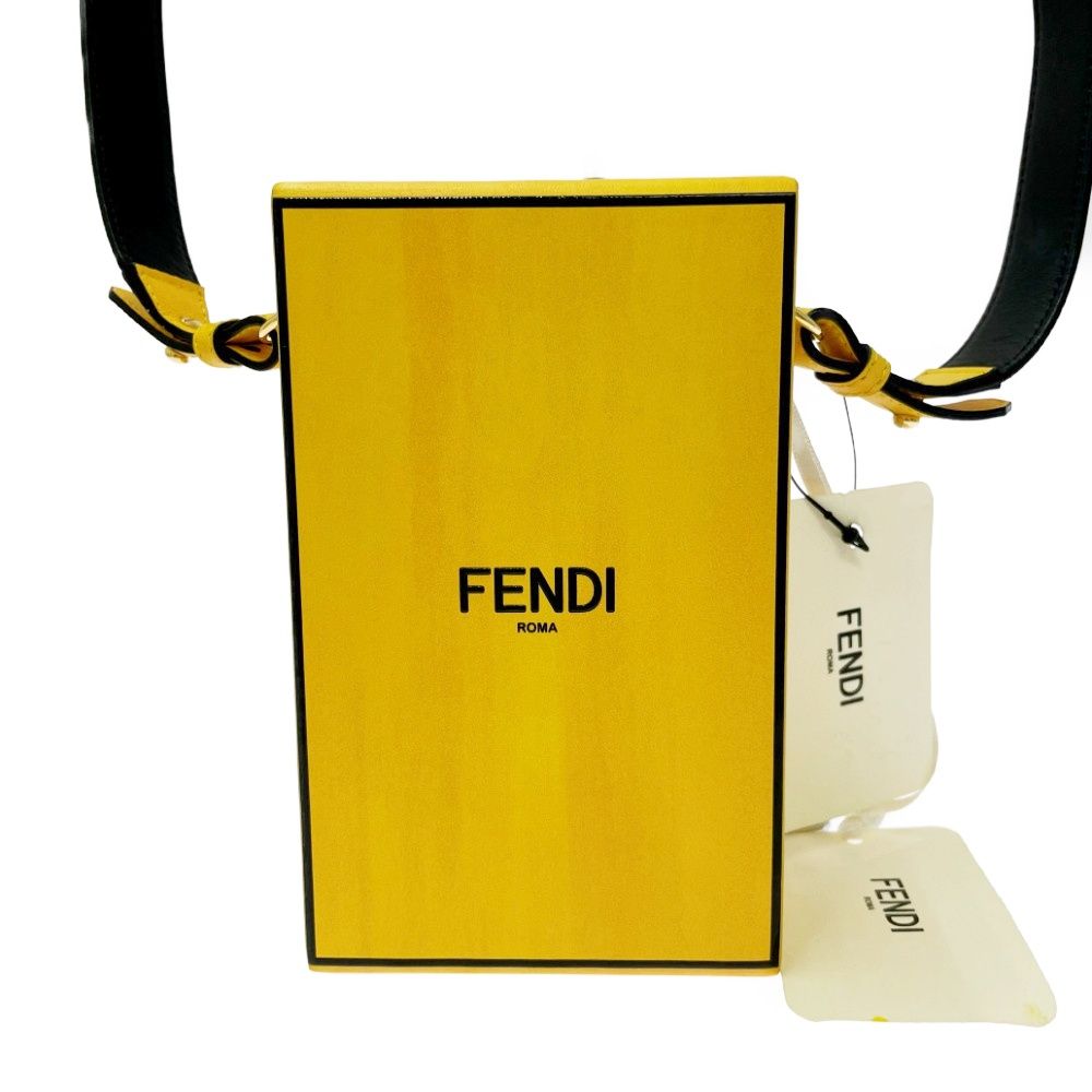 Fendi Leather Box Shoulder Bag Yellow — view 5