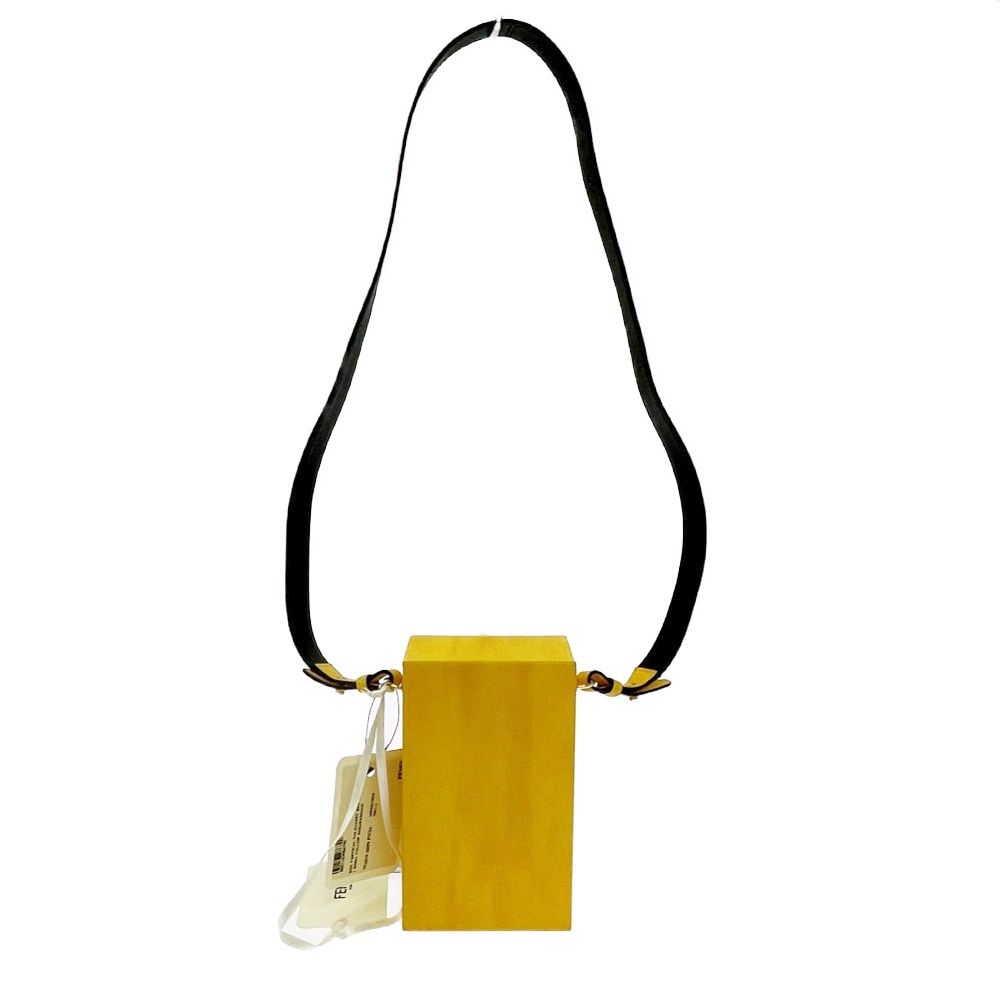 Fendi Leather Box Shoulder Bag Yellow — view 6
