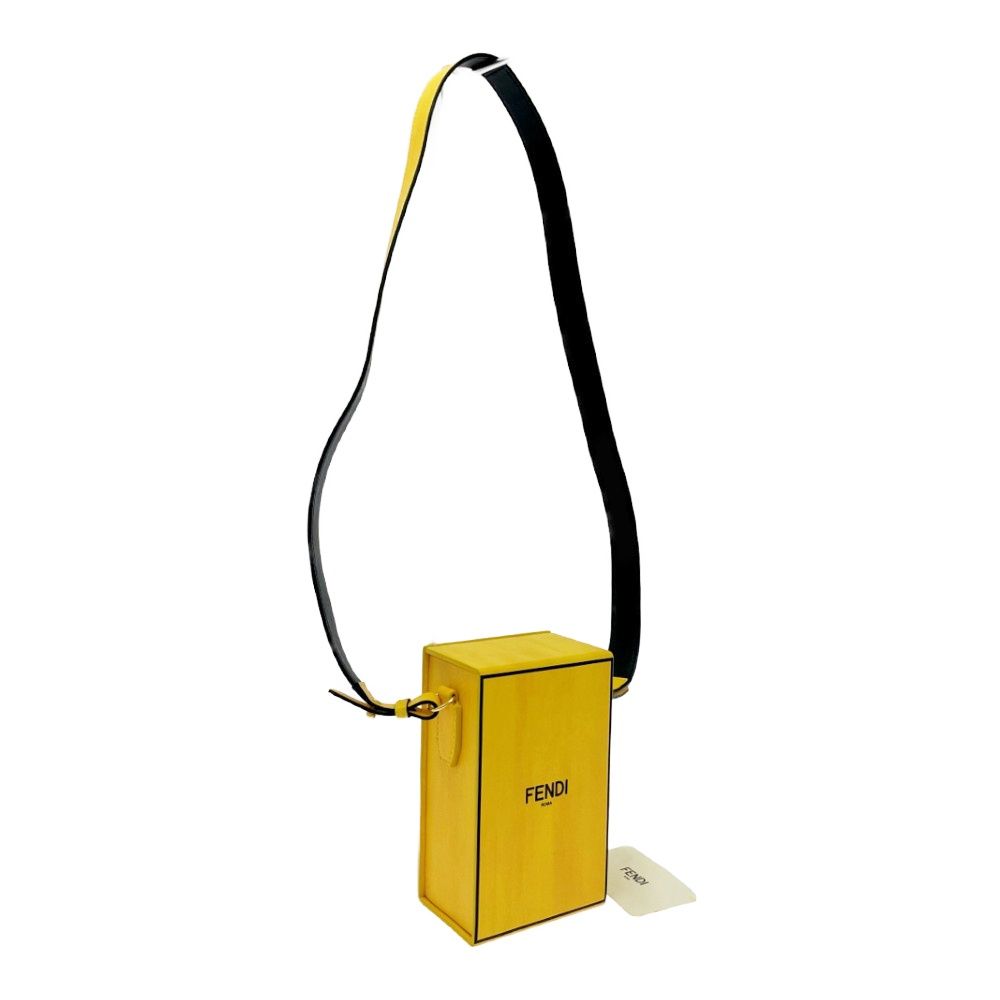 Fendi Leather Box Shoulder Bag Yellow — view 3