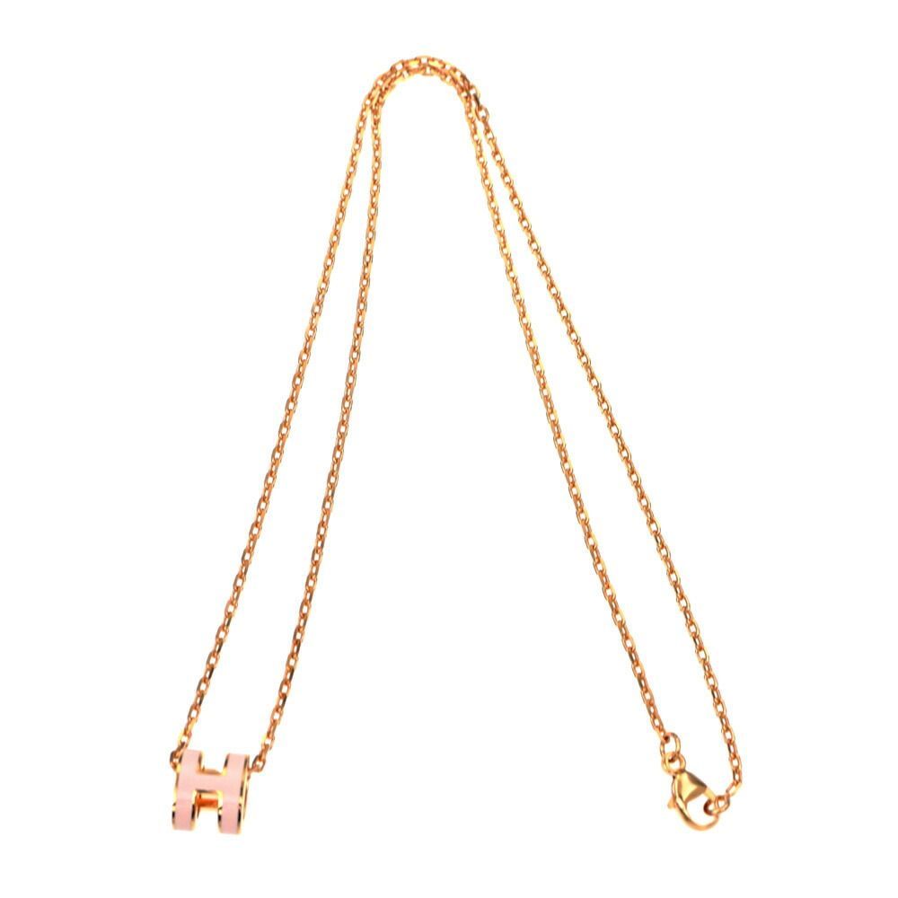 Hermes Necklace Pop Mini Pendant Rose Dragee Pink Gold — view 7