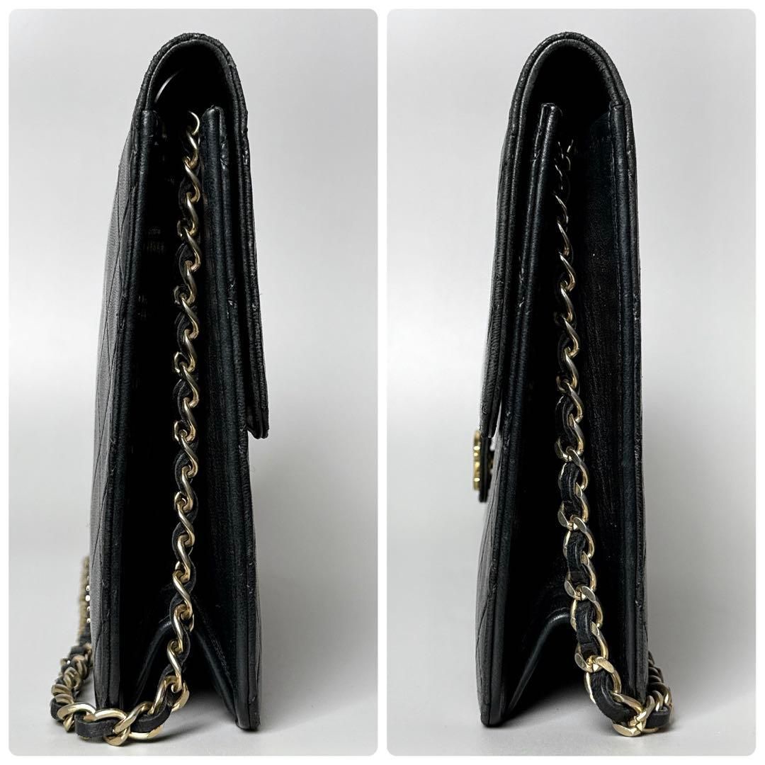 Chanel Quilted Chain Shoulder Bag Black Lambskin — view 5