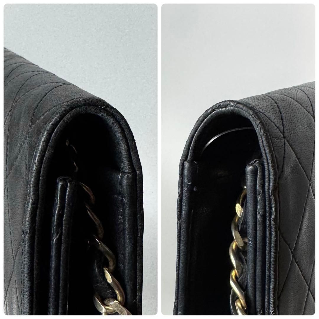 Chanel Quilted Chain Shoulder Bag Black Lambskin — view 8