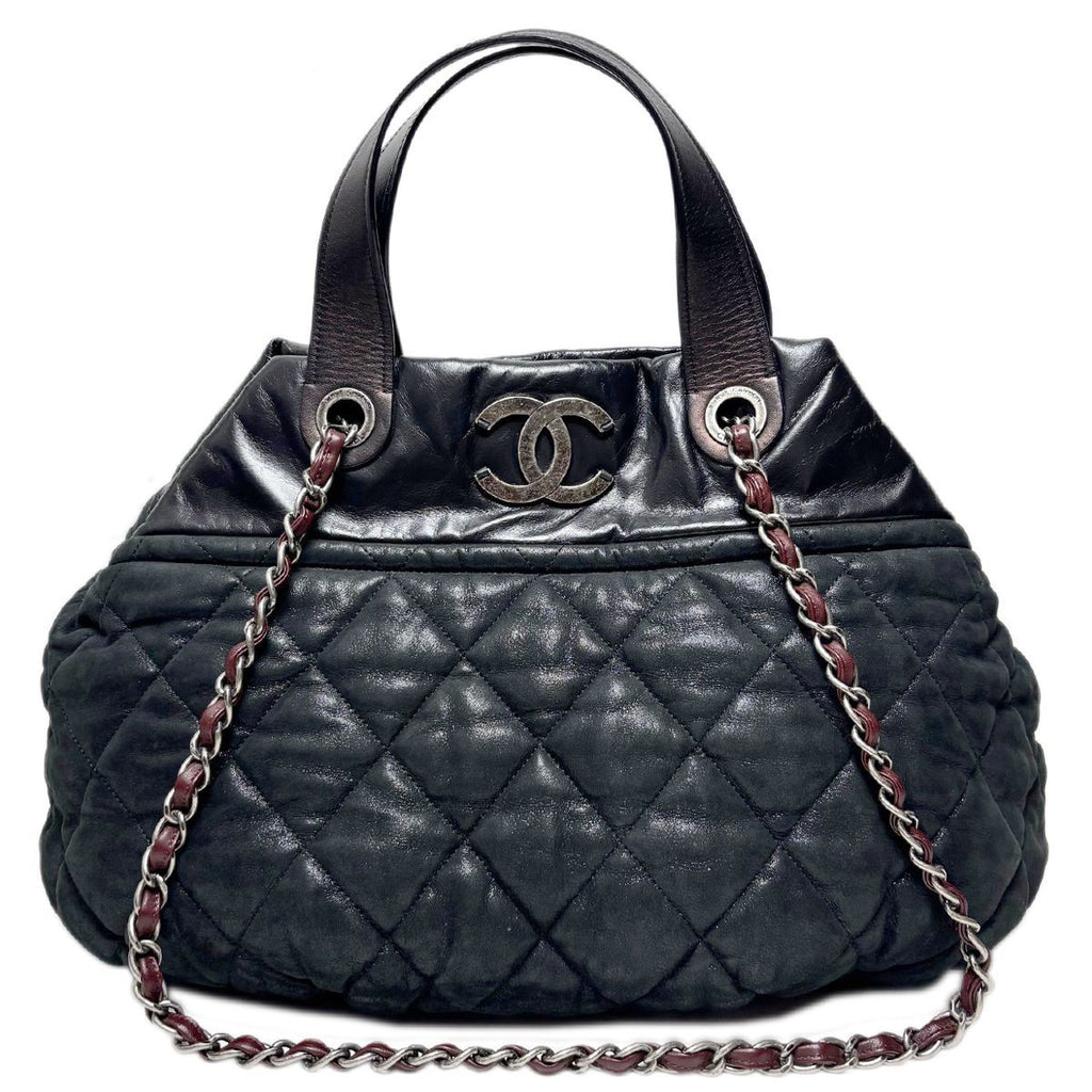 Chanel Bag Quilted Chain Shoulder in the Mix CC Logo Black Silver Sparkle — view 2