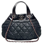Chanel Bag Quilted Chain Shoulder in the Mix CC Logo Black Silver Sparkle — view 2