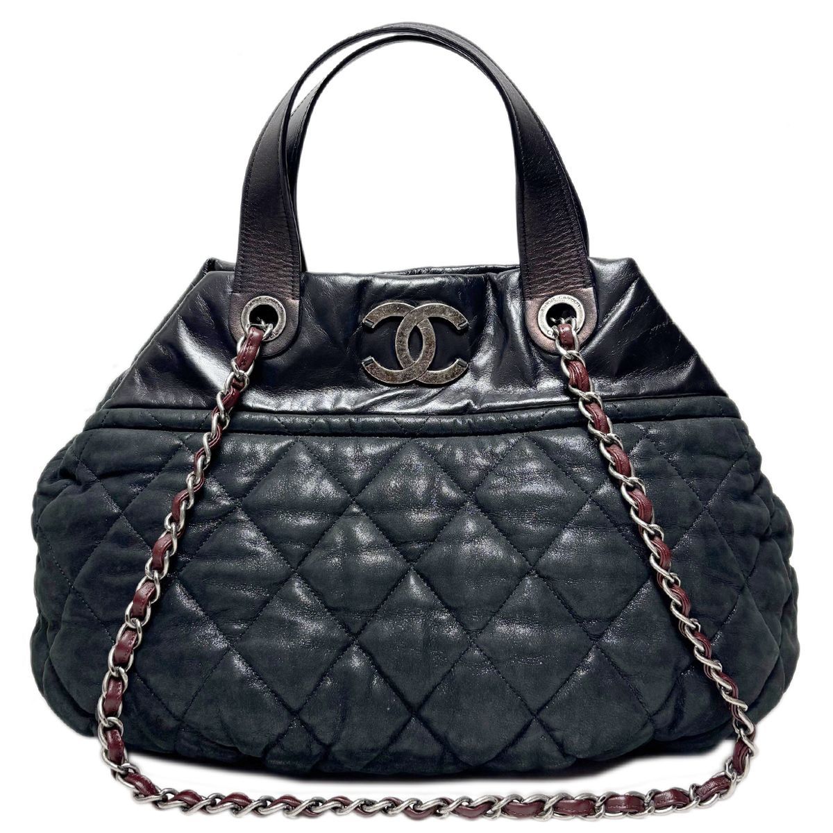 Chanel Bag Quilted Chain Shoulder in the Mix CC Logo Black Silver Sparkle — view 2