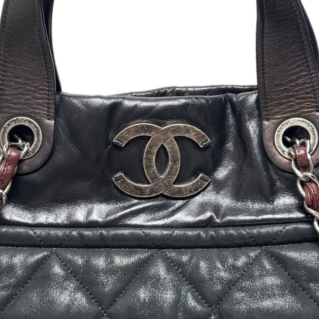 Chanel Bag Quilted Chain Shoulder in the Mix CC Logo Black Silver Sparkle — view 3