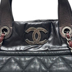 Chanel Bag Quilted Chain Shoulder in the Mix CC Logo Black Silver Sparkle — view 3