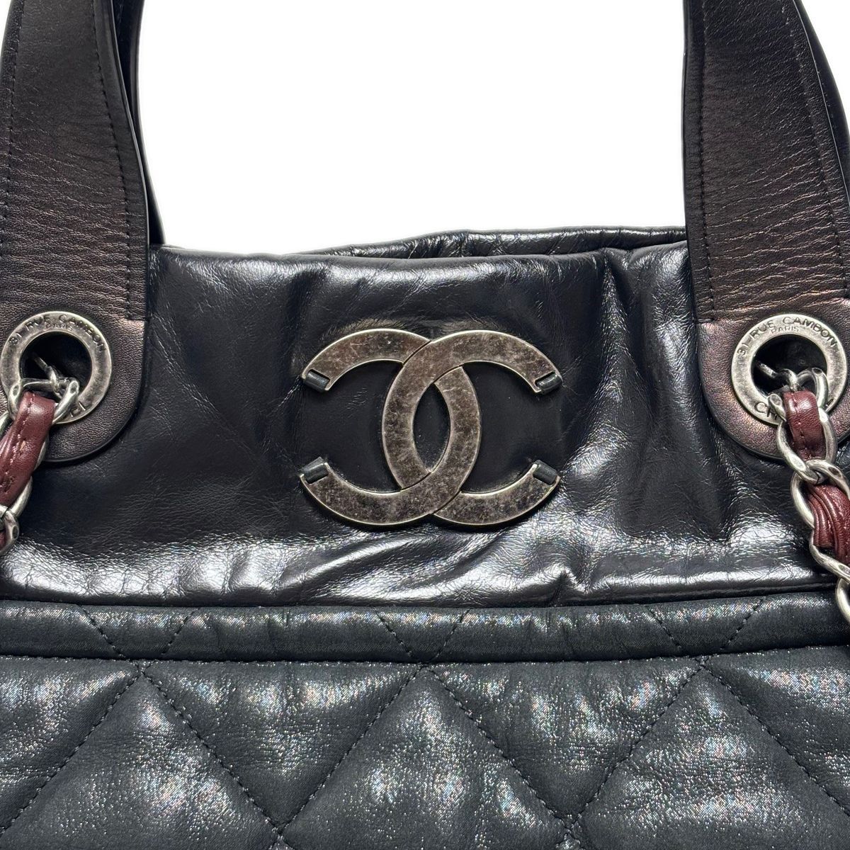 Chanel Bag Quilted Chain Shoulder in the Mix CC Logo Black Silver Sparkle — view 3