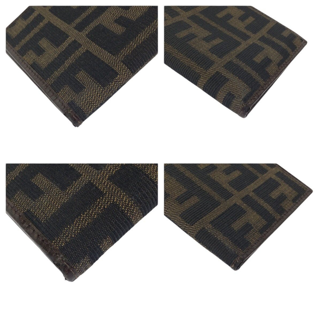 Fendi Zucca Dark Brown Silver Canvas Leather Wallet — view 3