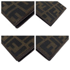 Fendi Zucca Dark Brown Silver Canvas Leather Wallet — view 4