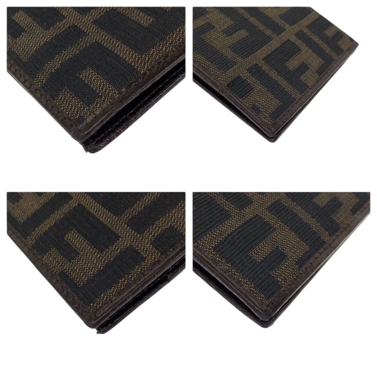 Fendi Zucca Dark Brown Silver Canvas Leather Wallet — view 4