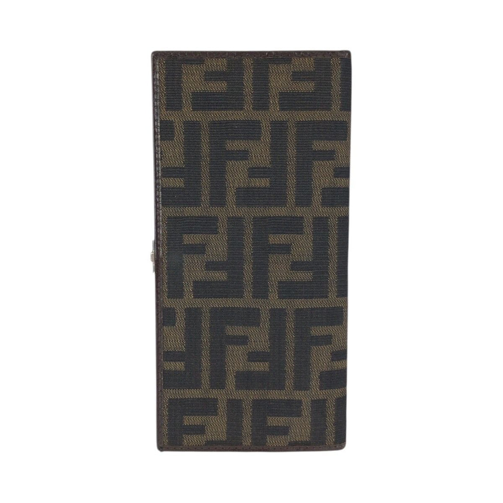 Fendi Zucca Dark Brown Silver Canvas Leather Wallet — view 2