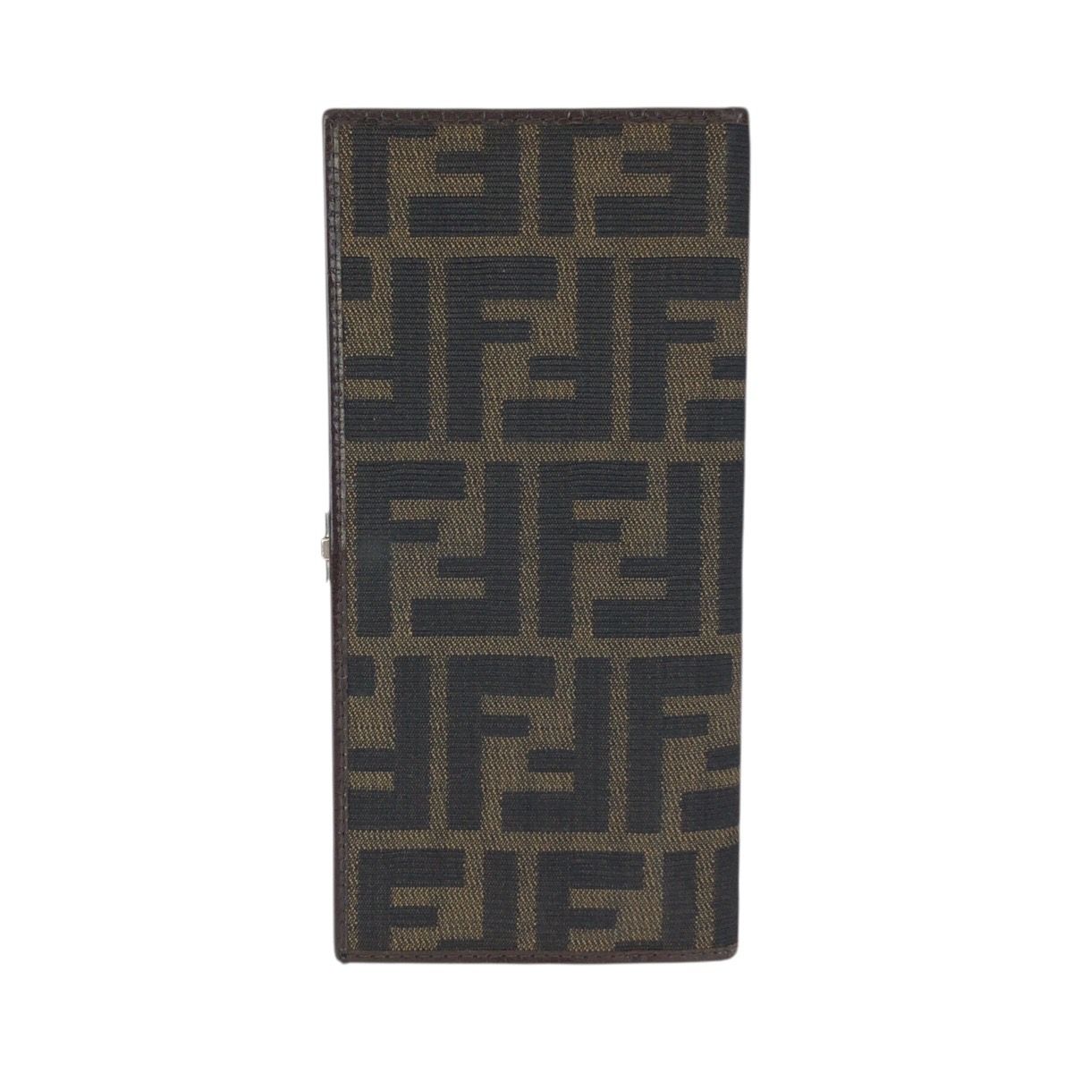 Fendi Zucca Dark Brown Silver Canvas Leather Wallet — view 2