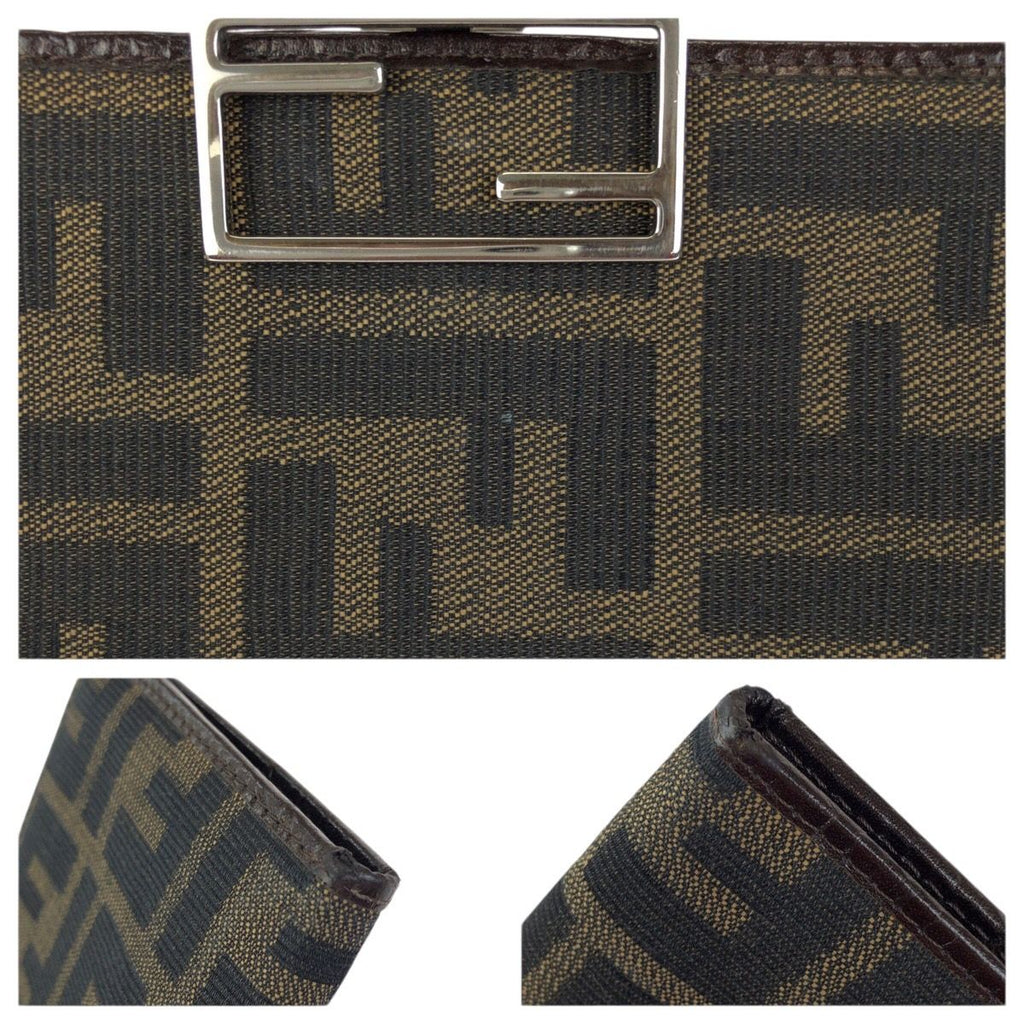 Fendi Zucca Dark Brown Silver Canvas Leather Wallet — view 6
