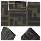 Fendi Zucca Dark Brown Silver Canvas Leather Wallet — view 6
