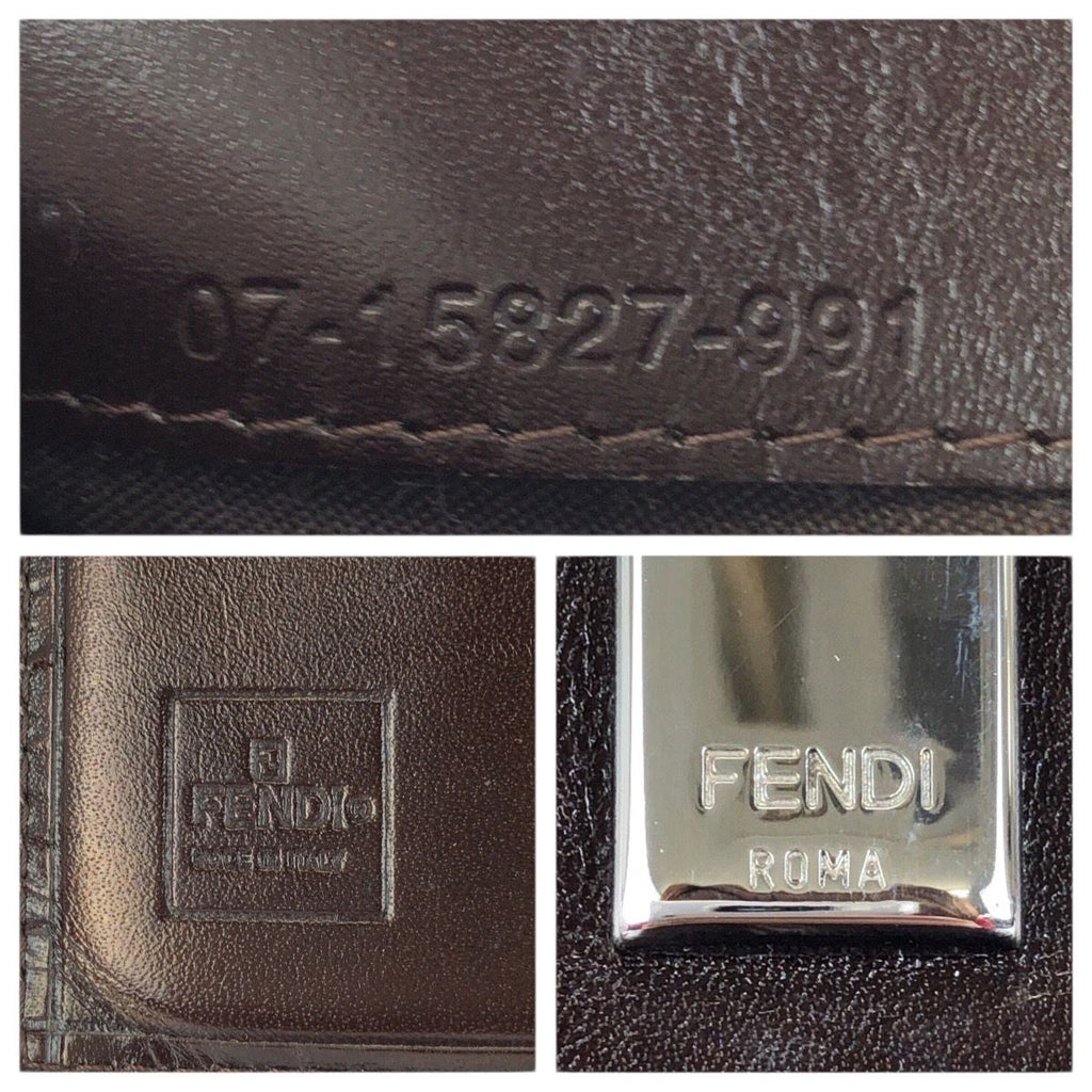 Fendi Zucca Dark Brown Silver Canvas Leather Wallet — view 5