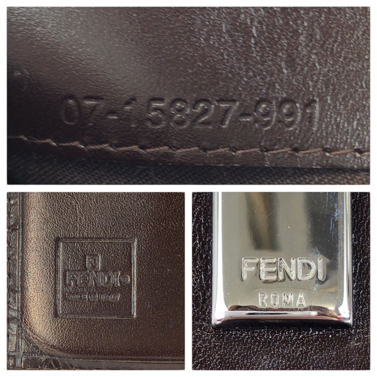 Fendi Zucca Dark Brown Silver Canvas Leather Wallet — view 5