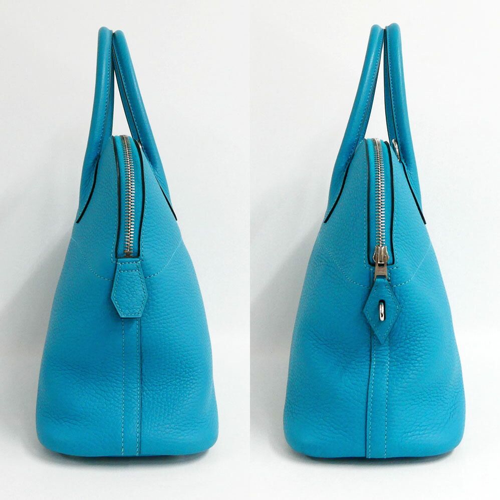 Hermes Bolide 31 Turquoise Taurillon Clemence Handbag 2-Way — view 3