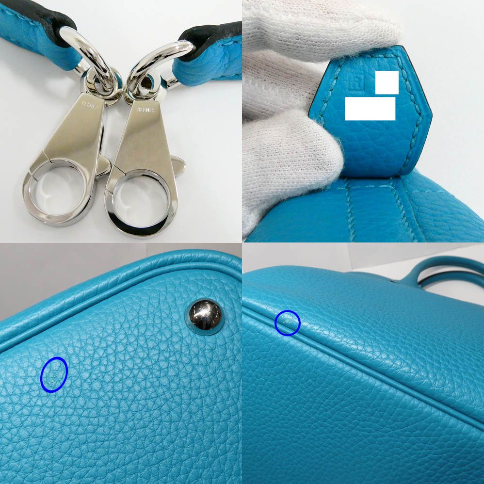 Hermes Bolide 31 Turquoise Taurillon Clemence Handbag 2-Way — view 8