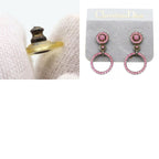 Dior Earrings Metal Rhinestone Pink — view 9
