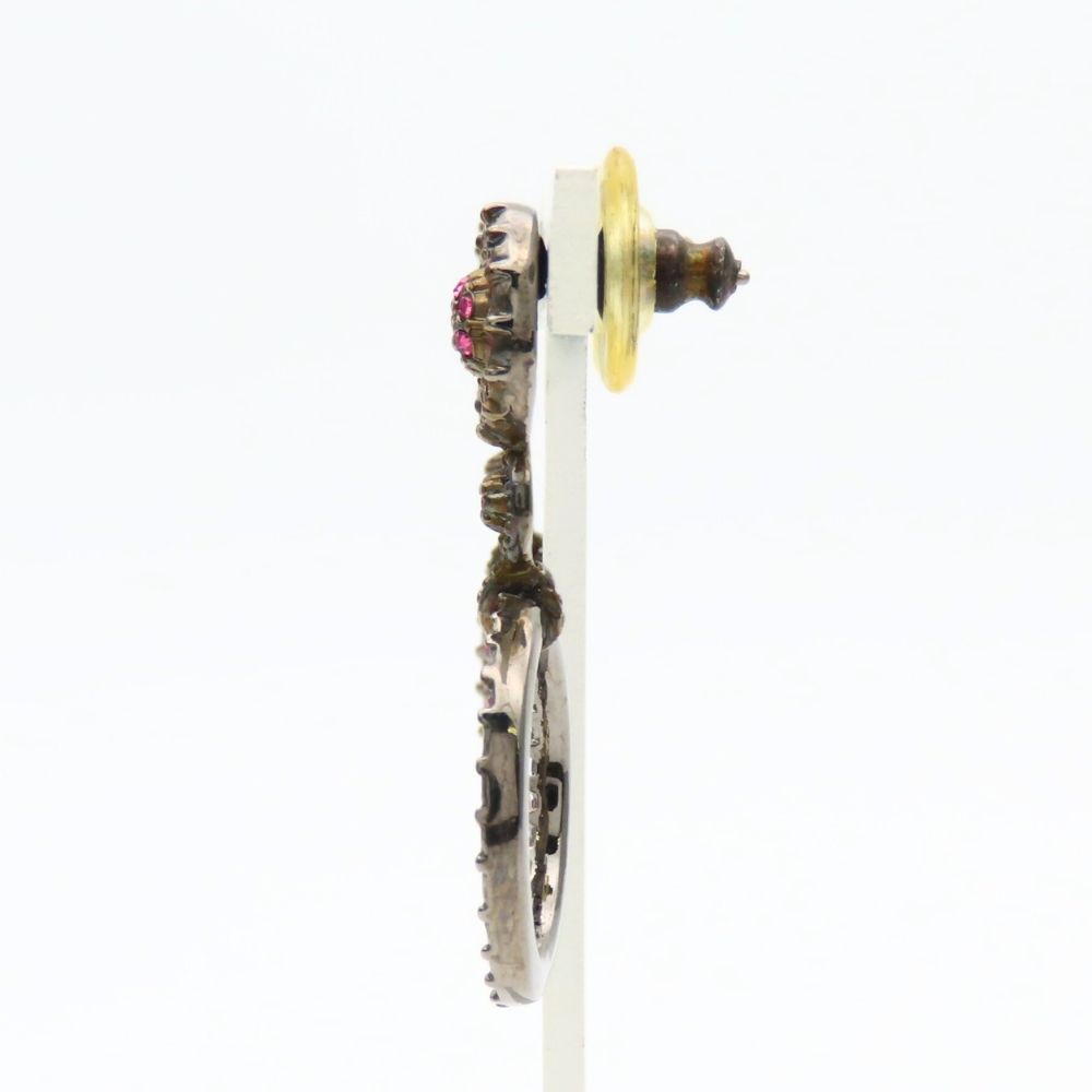 Dior Earrings Metal Rhinestone Pink — view 4