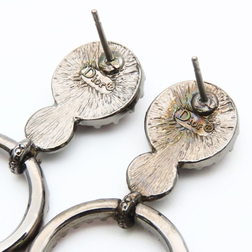 Dior Earrings Metal Rhinestone Pink — view 7