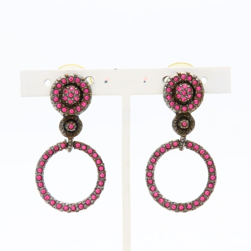 Dior Earrings Metal Rhinestone Pink — view 2