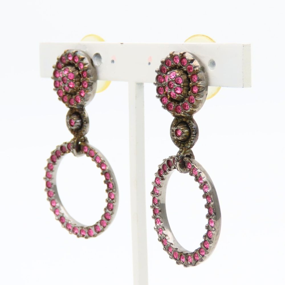 Dior Earrings Metal Rhinestone Pink — view 3