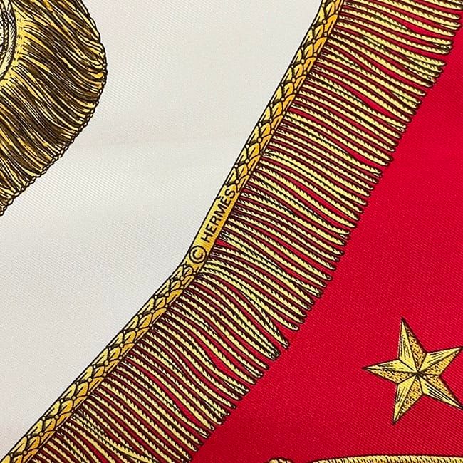 Hermes Scarf Carre 90 Red White Gold Poste Et — view 3