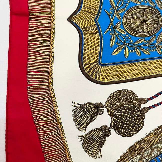 Hermes Scarf Carre 90 Red White Gold Poste Et — view 5
