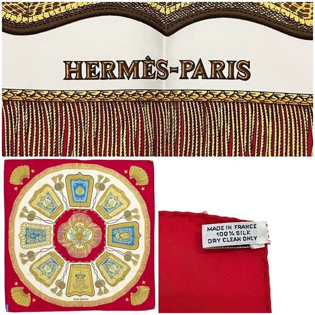 Hermes Scarf Carre 90 Red White Gold Poste Et — view 2
