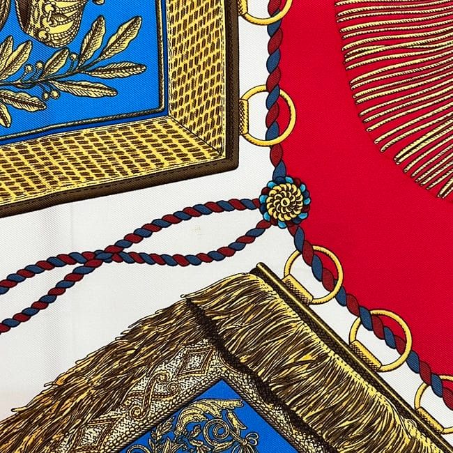 Hermes Scarf Carre 90 Red White Gold Poste Et — view 6