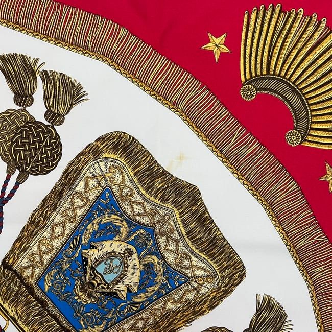 Hermes Scarf Carre 90 Red White Gold Poste Et — view 4