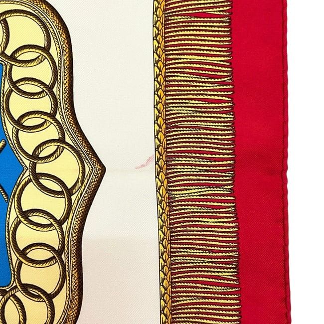 Hermes Scarf Carre 90 Red White Gold Poste Et — view 9