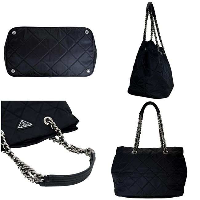 Prada Tote Chainto Black Nero Tessuto — view 3