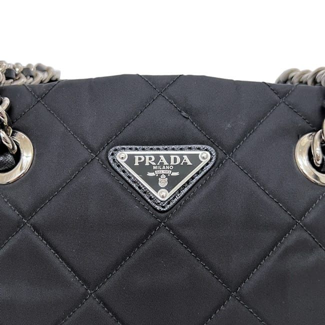 Prada Tote Chainto Black Nero Tessuto — view 7