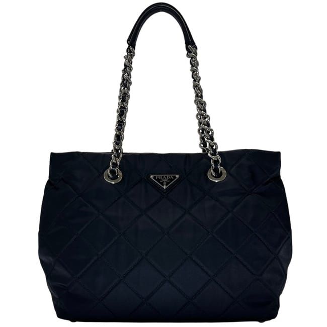 Prada Tote Chainto Black Nero Tessuto — view 2